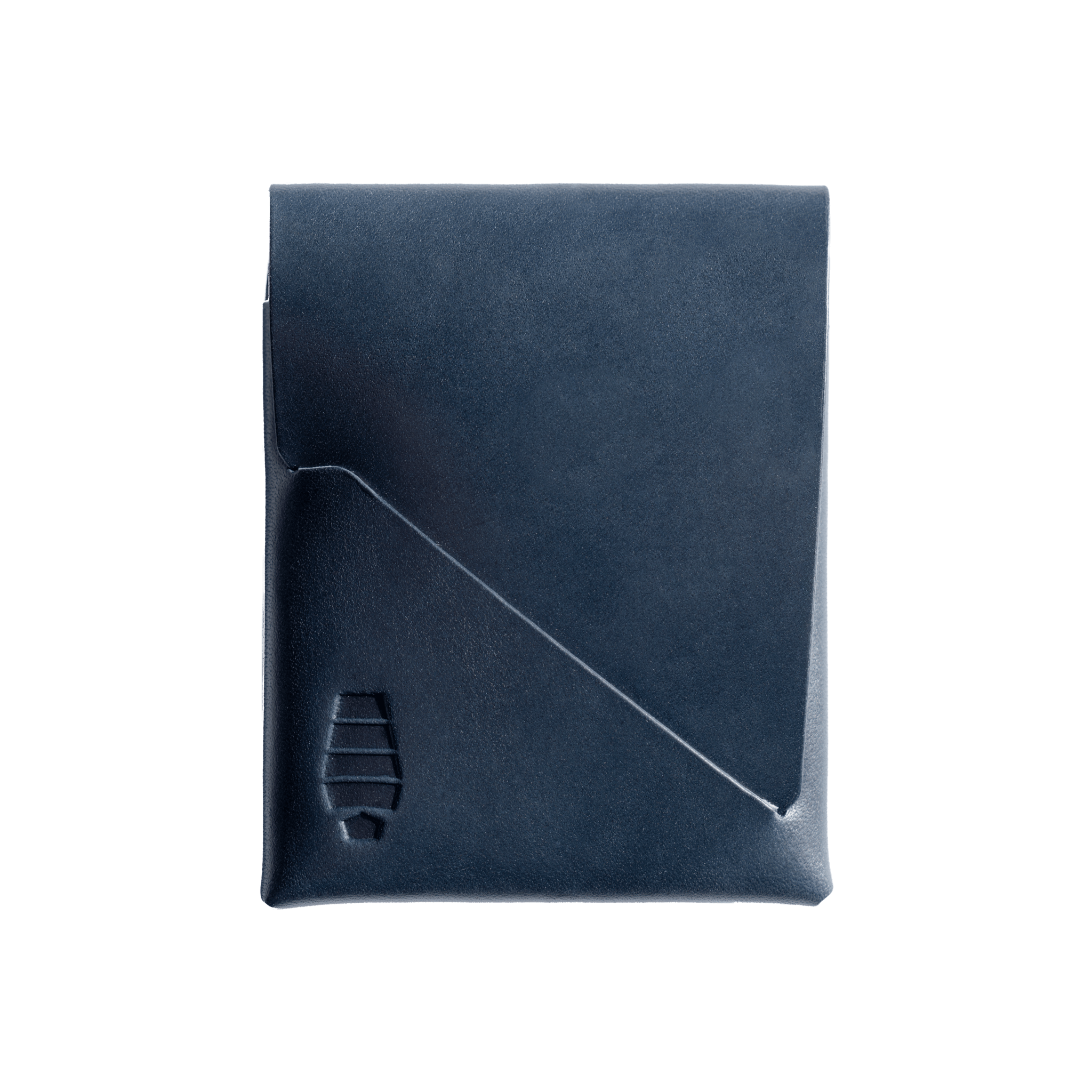Voyager Mini wallet Abyss color - deep navy blue full-grain vegetable-tanned leather minimalist stitchless wallet made in USA