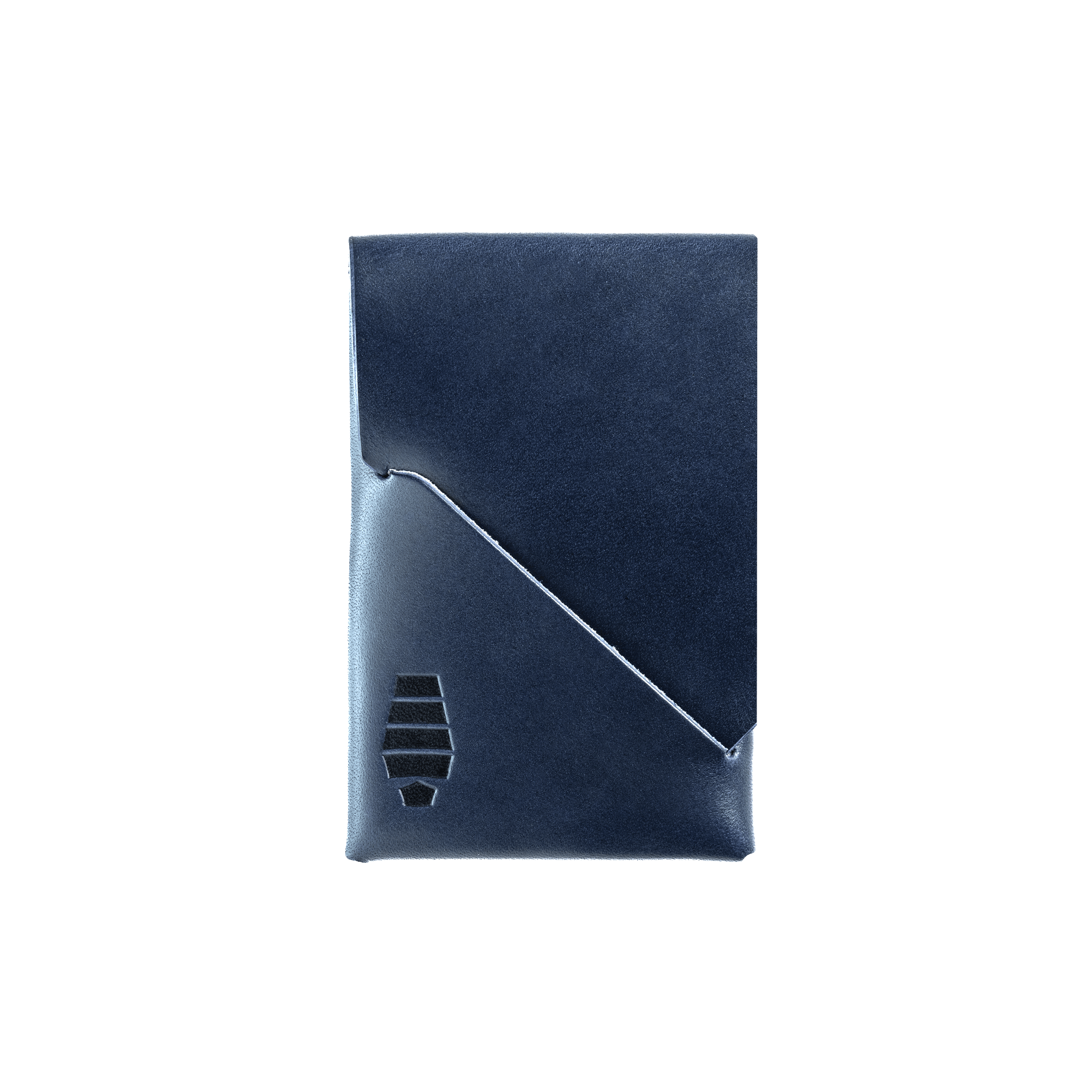 Voyager Mini wallet Abyss color - deep navy blue full-grain vegetable-tanned leather minimalist stitchless wallet made in USA