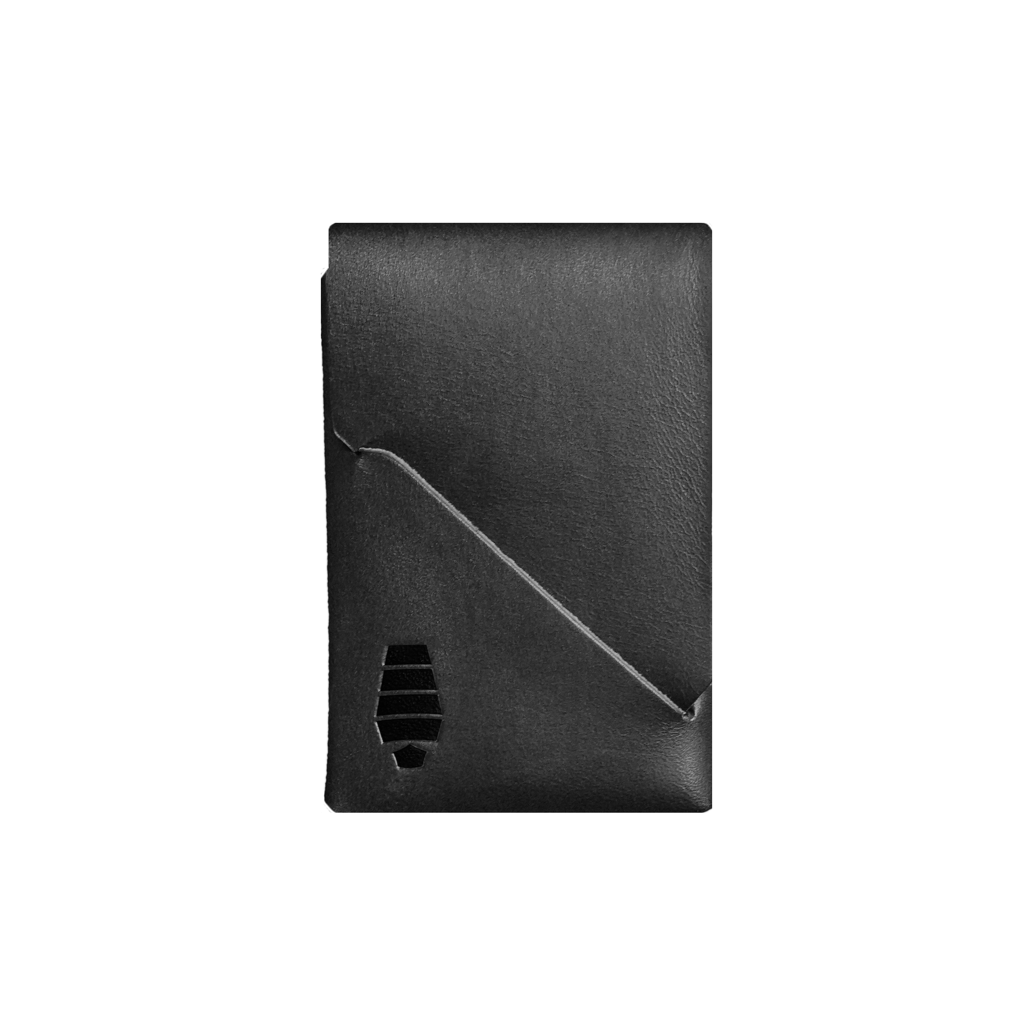 Voyager Mini wallet Midnight Black color - black full-grain vegetable-tanned leather minimalist stitchless wallet made in USA