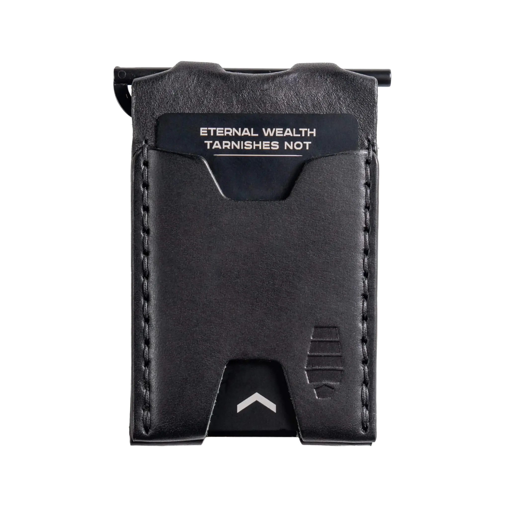 Windward minimalist leather wallet in Midnight black with brass money clip