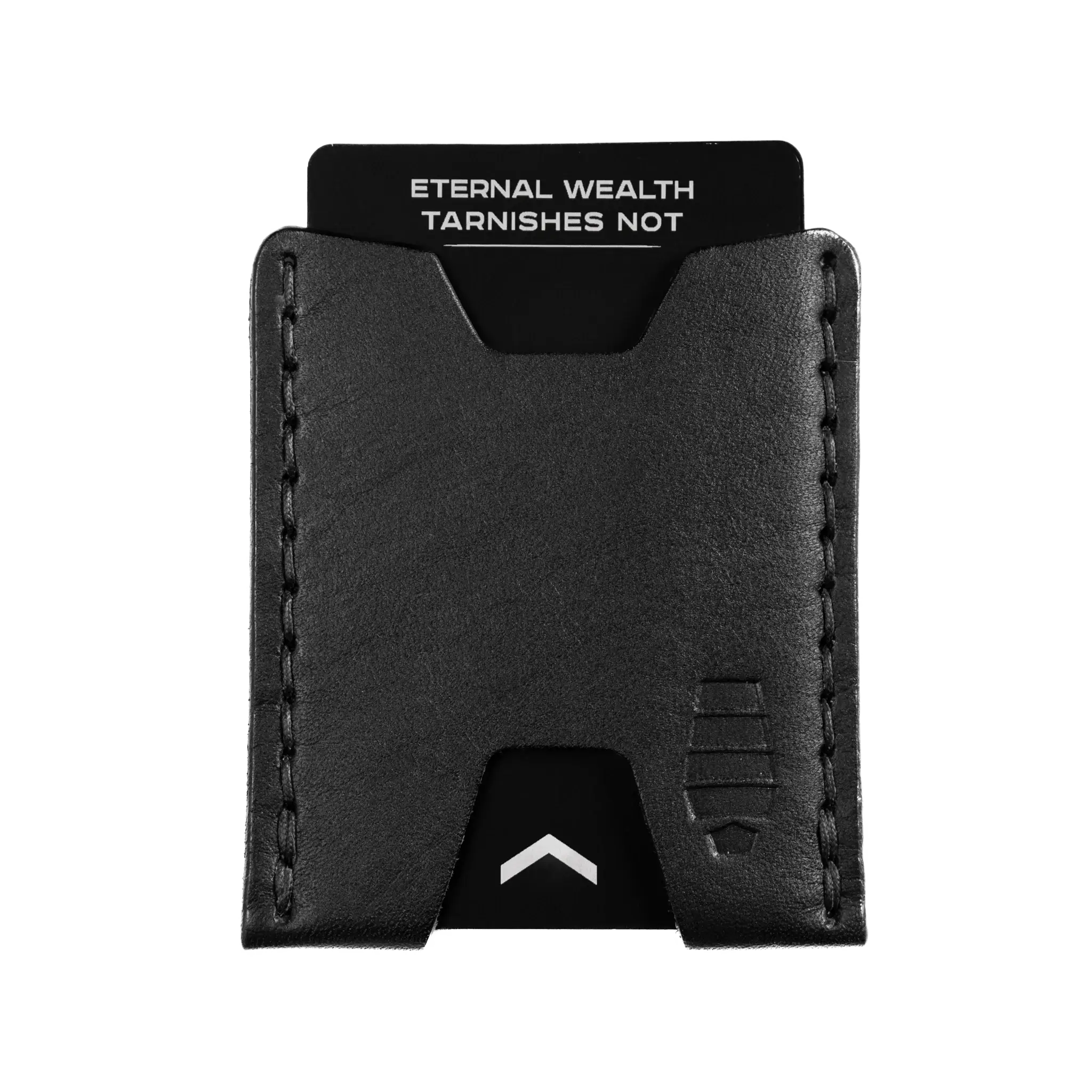 Ulysses minimalist leather card wallet in Midnight black.