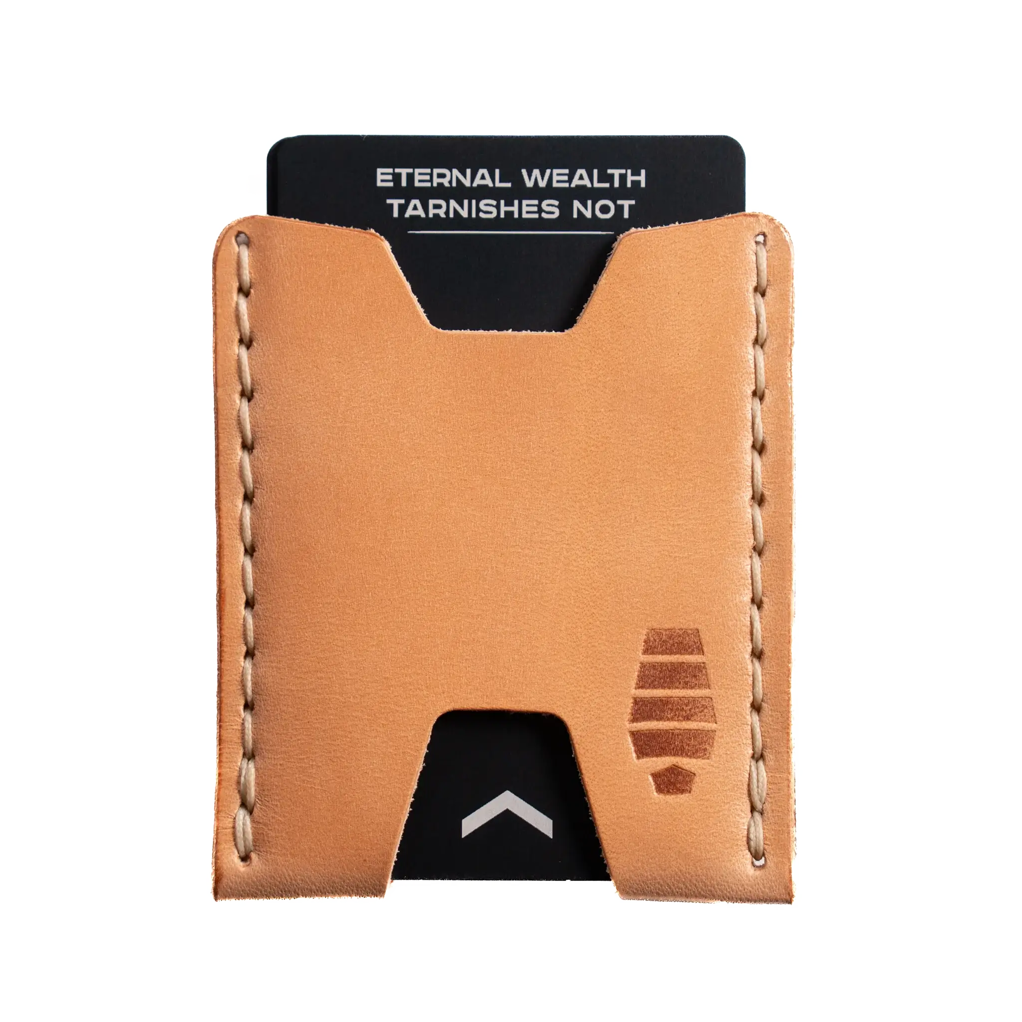 Ulysses minimalist leather card wallet in Sand tan.