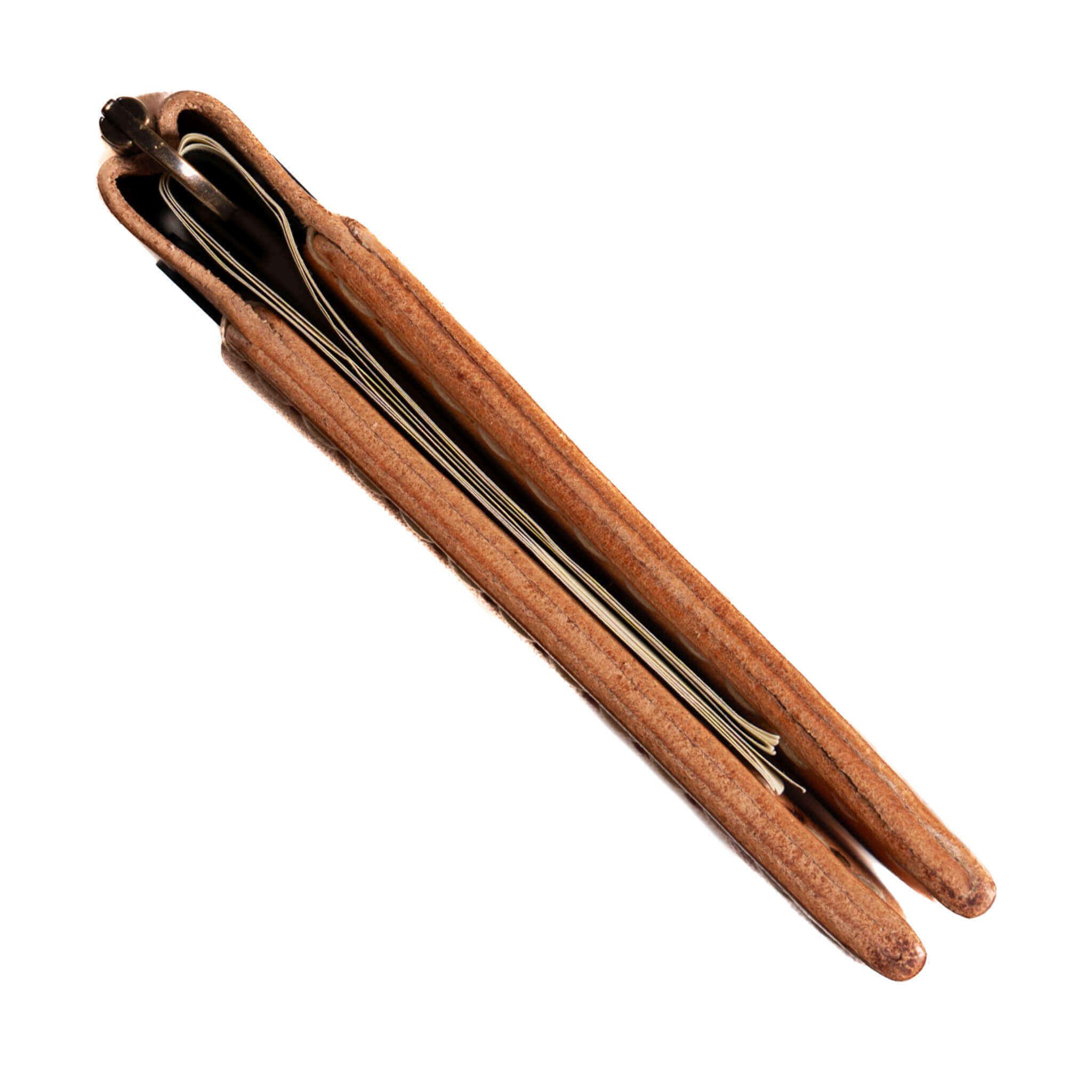 Slim profile view of Windward minimalist leather wallet showing thin carry design